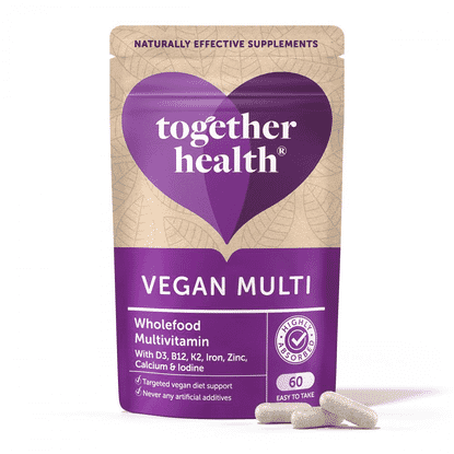Vegan Multi Wholefood Multivitamin with D3, B12, K2, Iron, Zinc, Calcium & Iodine 60s