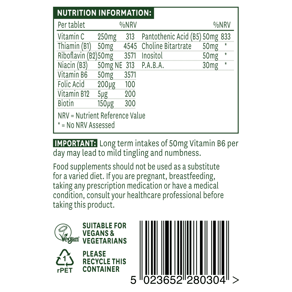 Vitamin B Complex 50 + C (High Potency) Time Release 30s