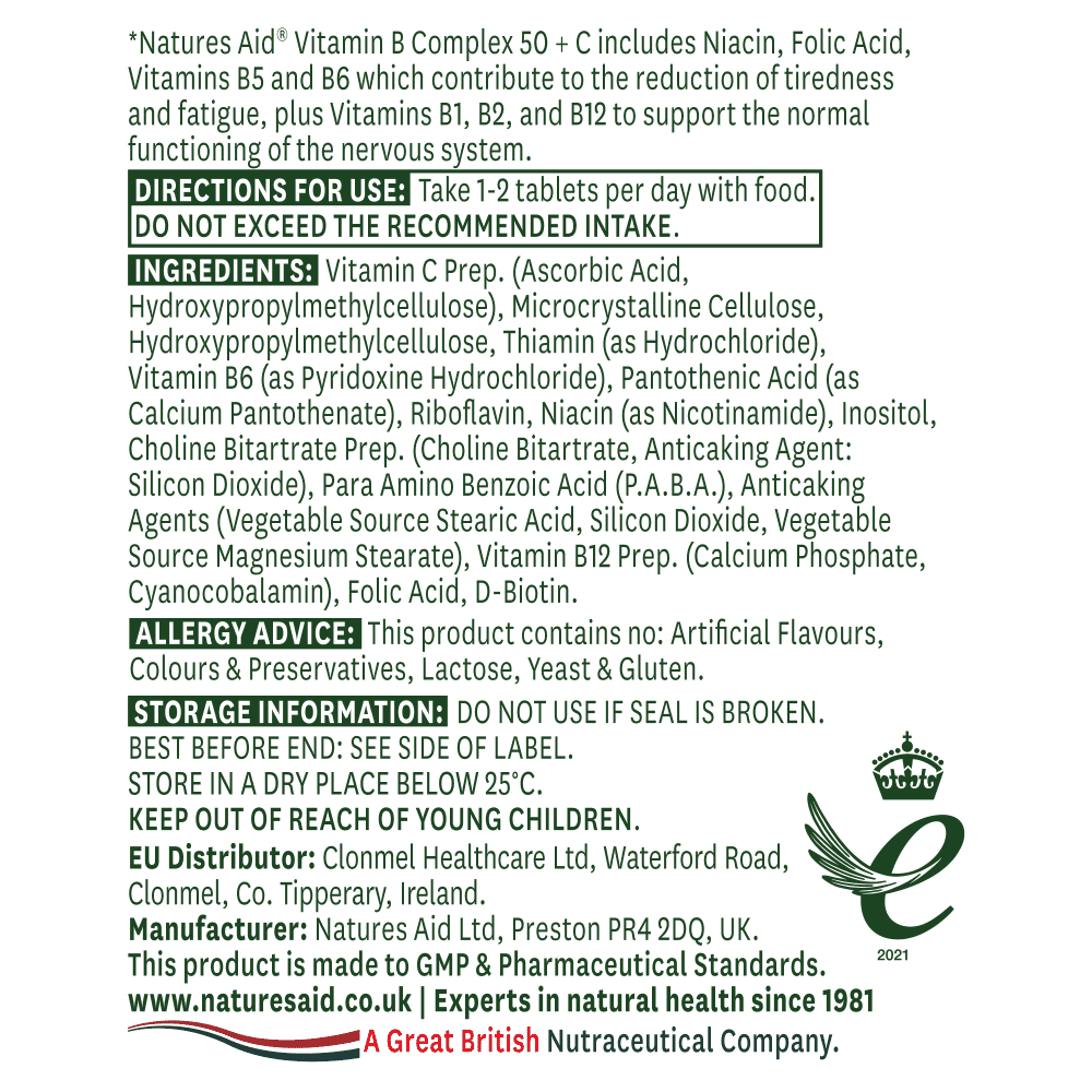 Vitamin B Complex 50 + C (High Potency) Time Release 30s