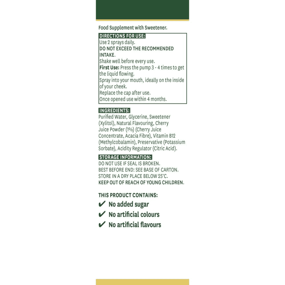 Vitamin B12 1000ug Oral Spray Cherry Flavour 30ml