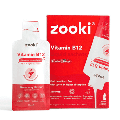 Vitamin B12 Liquid Sachets Strawberry Flavour 14x10ml Sachets CASE