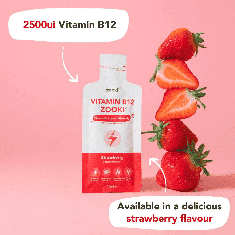 Vitamin B12 Liquid Sachets Strawberry Flavour 14x10ml Sachets CASE