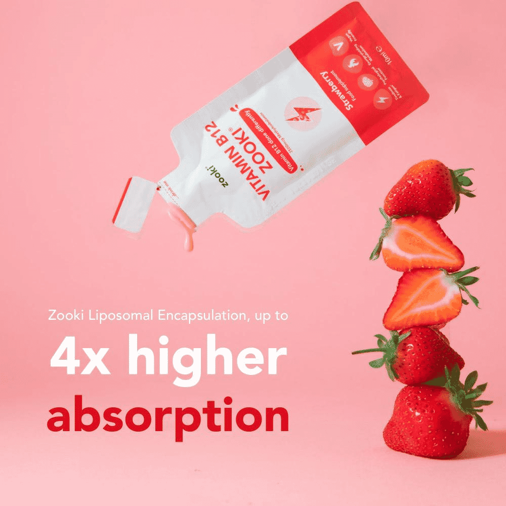 Vitamin B12 Liquid Sachets Strawberry Flavour 14x10ml Sachets CASE