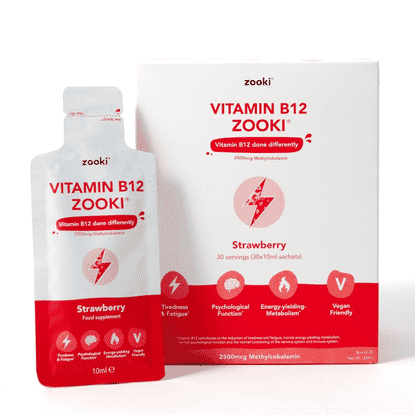 Vitamin B12 Zooki Strawberry 30x10ml Sachets CASE