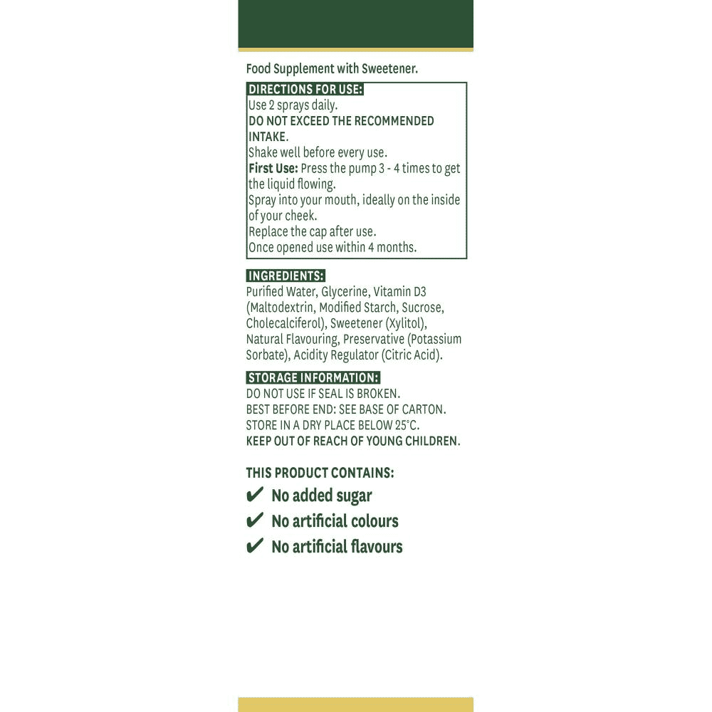 Vitamin D3 2000iu (50ug) Oral Spray Orange Flavour 30ml