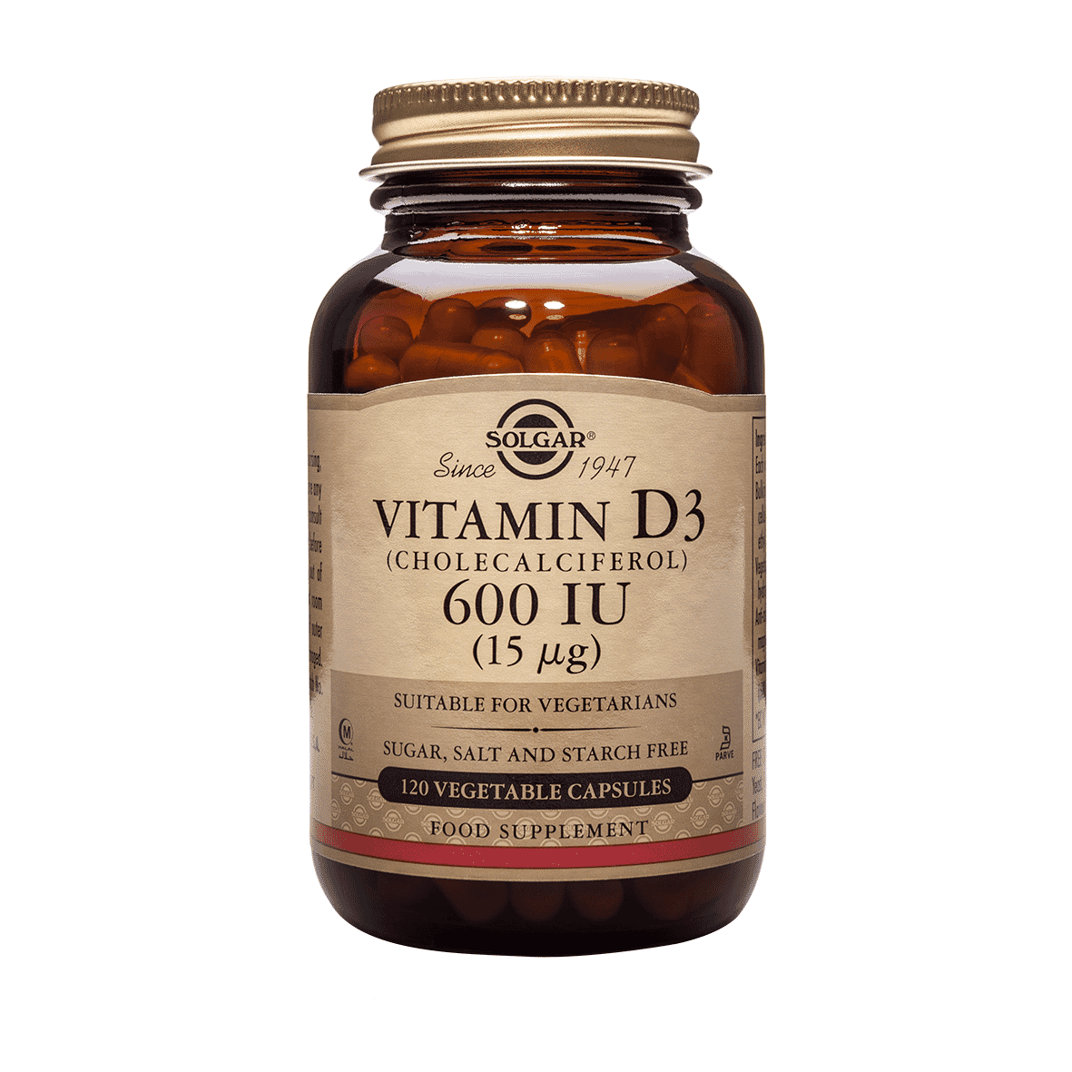 Vitamin D3 (Cholecalciferol) 600iu (15ug) 120 Vegetable Capsules