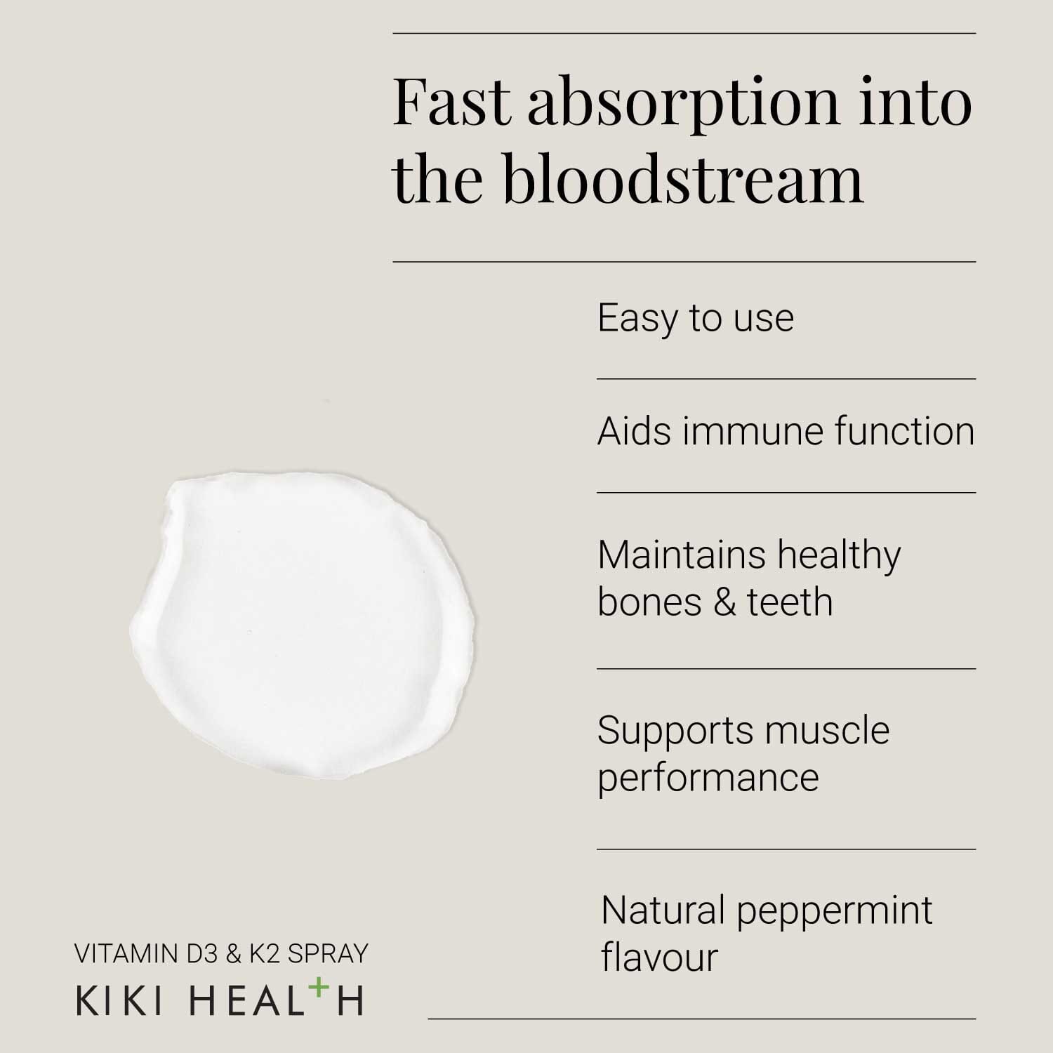 Vitamin D3 & K2 Oral Spray Natural Peppermint Flavour 30ml 