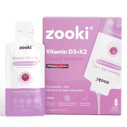 Vitamin D3+K2 Liquid Sachets Mixed Berry Flavour 30x10ml Sachets CASE