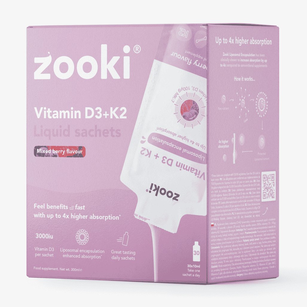 Vitamin D3+K2 Liquid Sachets Mixed Berry Flavour 30x10ml Sachets CASE