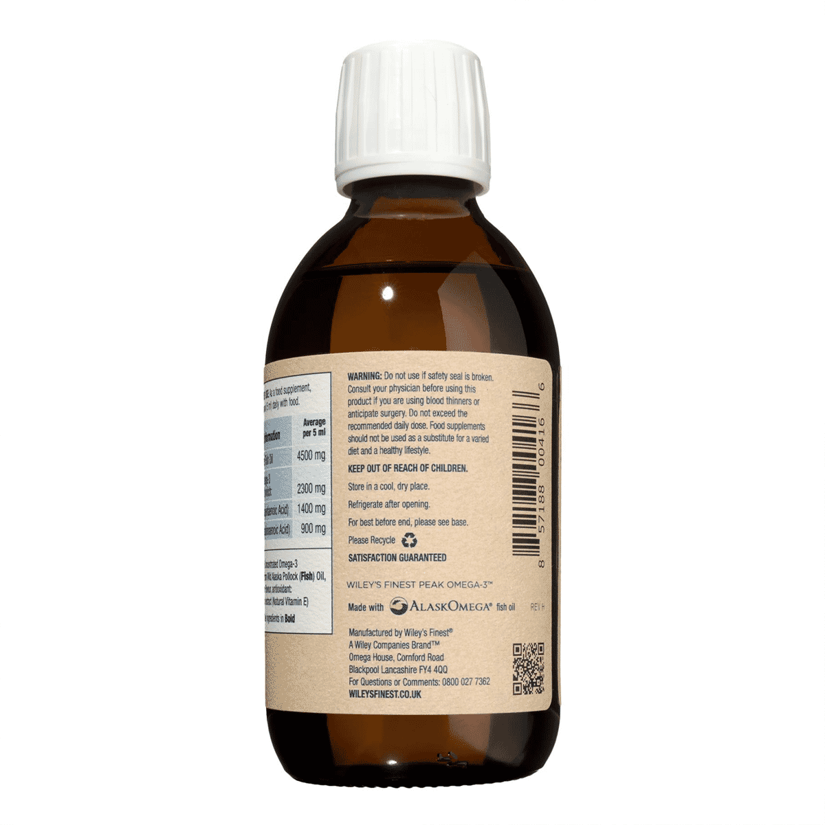 Wild Alaskan Fish Oil Peak Omega-3 Liquid 2300mg (Lemon) 250ml