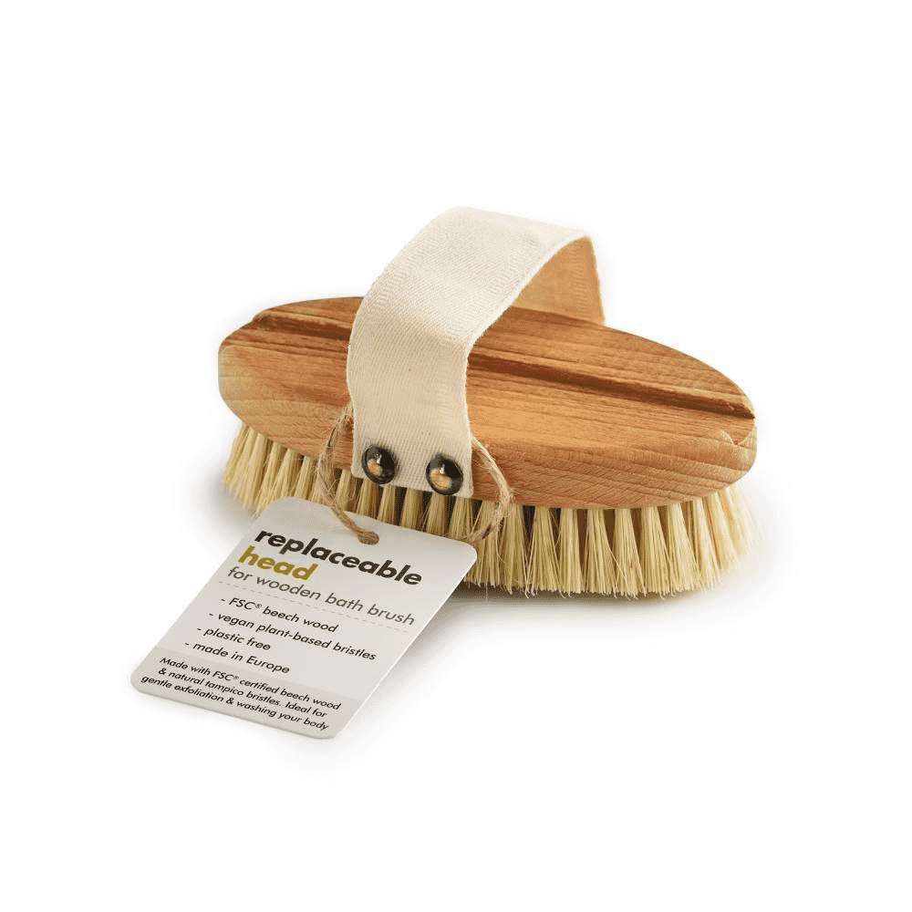Wooden Bath Brush with Replaceable Head