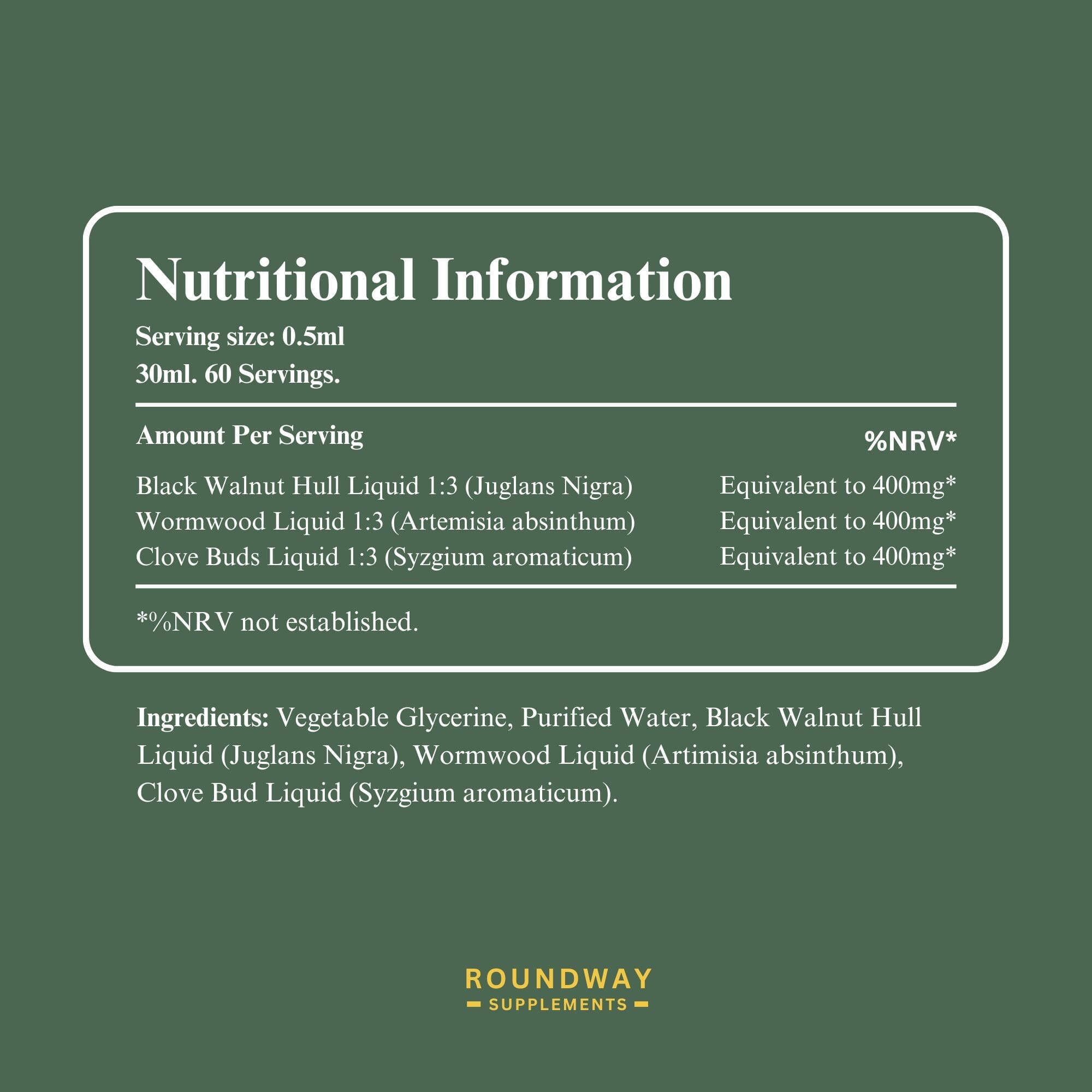 Wormwood Black Walnut and Clove Drops 30ml
