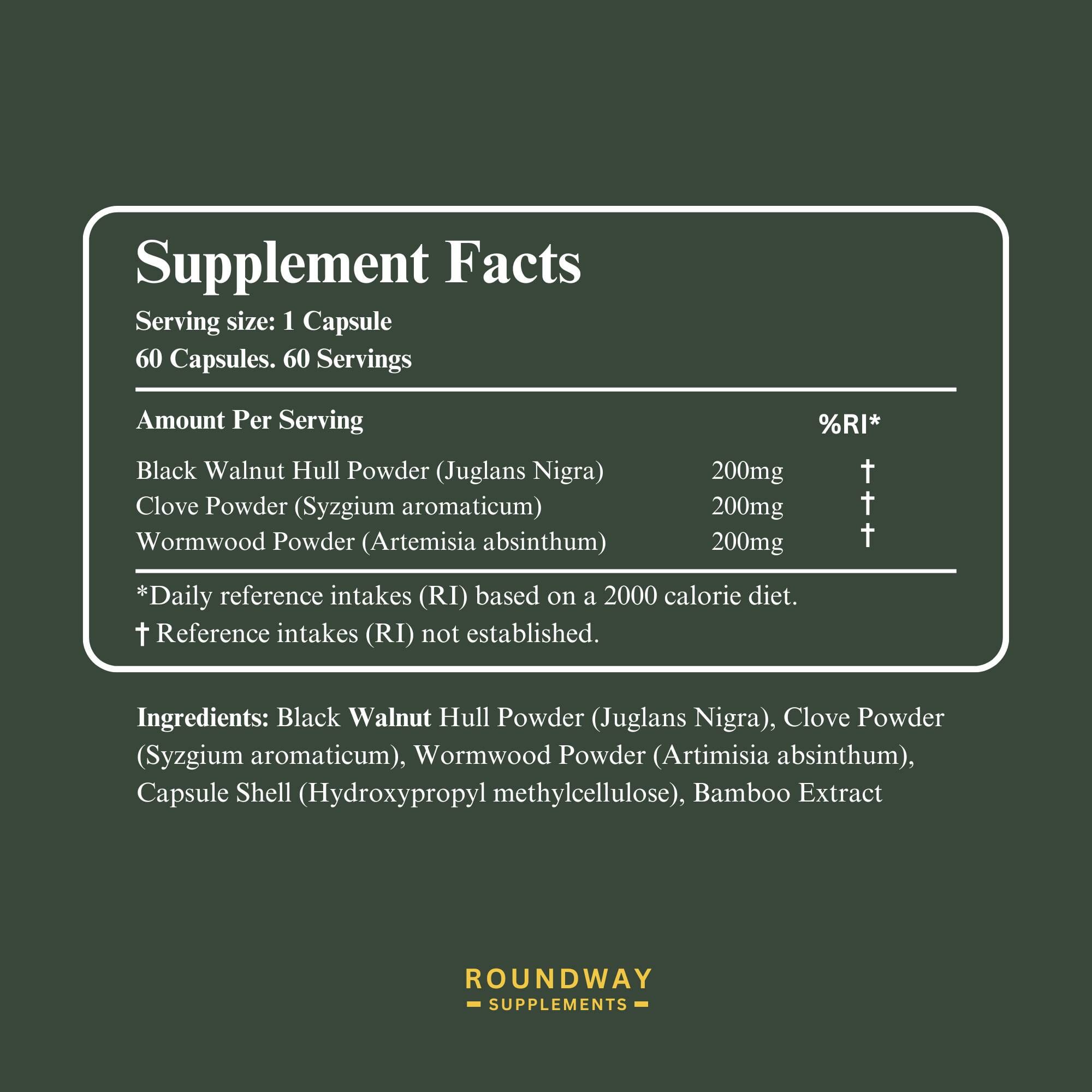 Wormwood, Black Walnut & Cloves Capsules 60s
