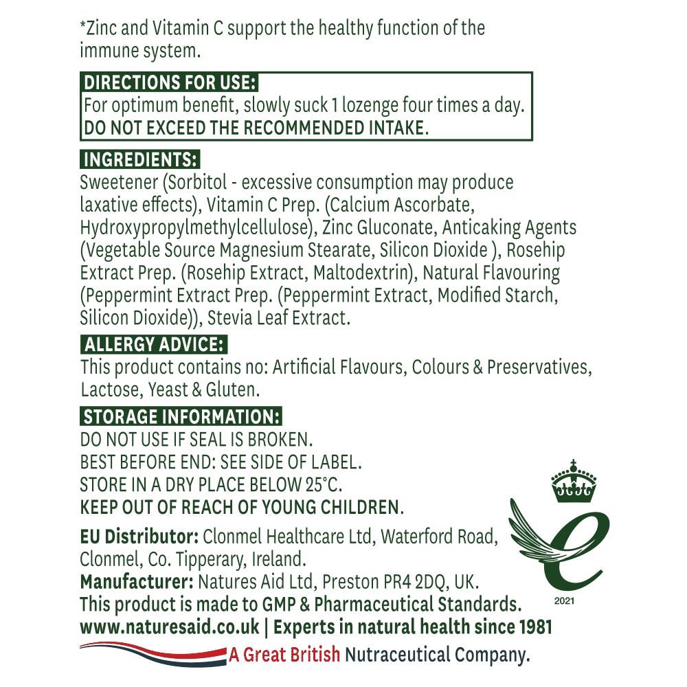 Zinc + C (Peppermint Flavour) Lozenge  30s